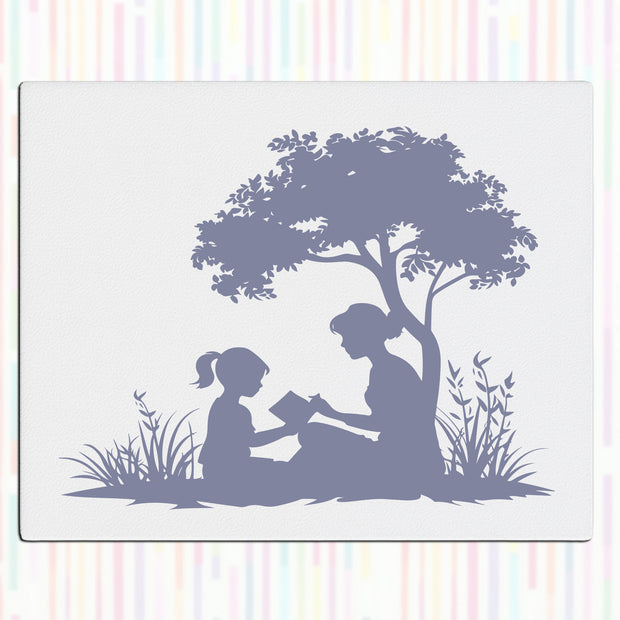 Mother & Daughter Wall Frame – Reflective Parenting Moment under Tree Art premium sticker image view 1