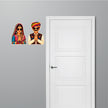 Rajasthani Couple Waterproof Matte Vinyl Stickers Applied on Glass Door by STIXY