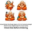 Laughing Buddha Sticker Set of 4 Size Guide Showing Approximate 9–11 cm Each by STIXY