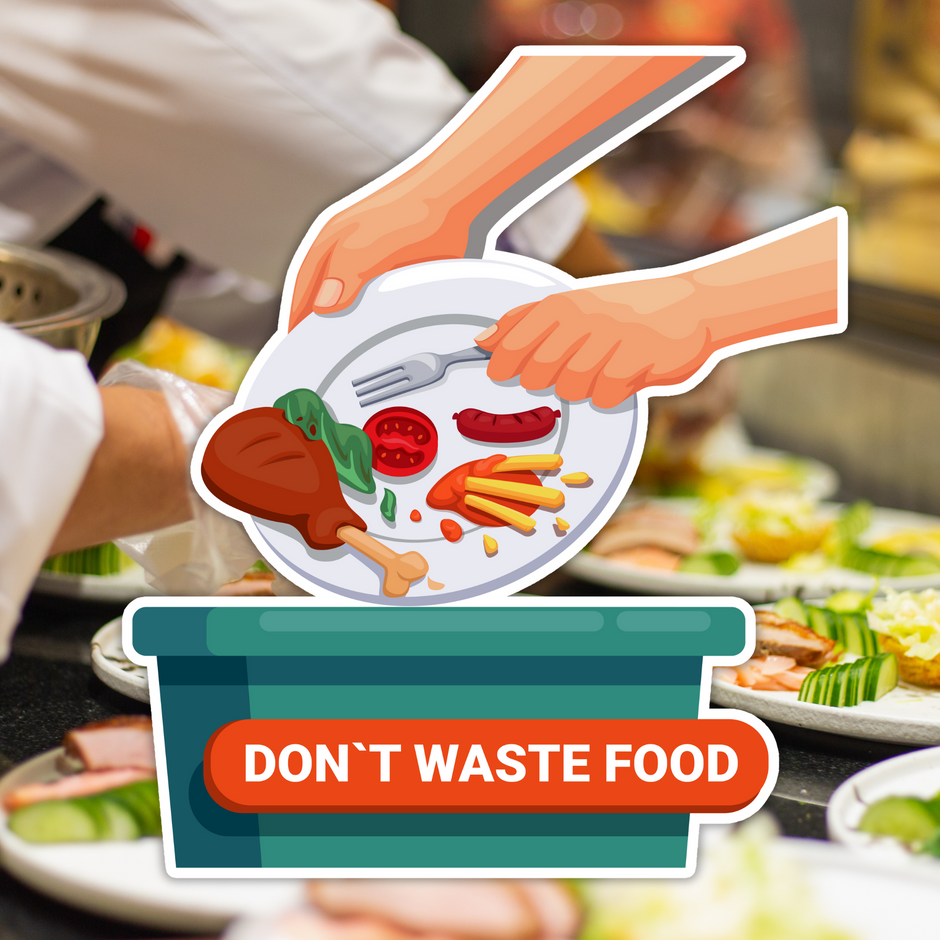Don T Waste Food Waterproof Awareness Sticker Kitchen Restaurant Reminder premium vinyl sticker product image 2