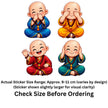 Cute Monk Sticker Set of 4 Size Guide Showing Approximate 9–11 cm Stickers by STIXY