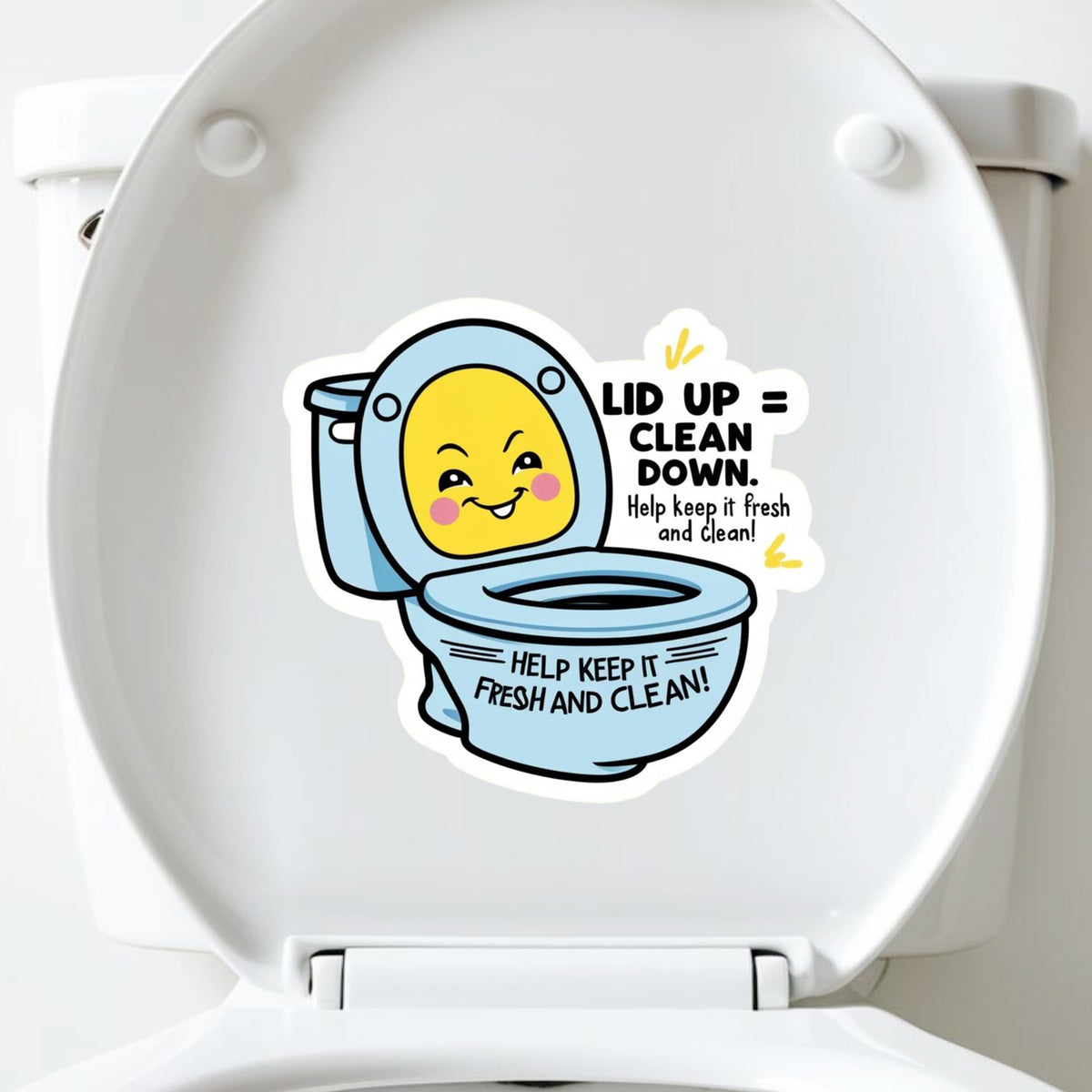 Lid Up Clean Down Funny Toilet Etiquette Sticker premium product image 2