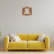 Pair of White Elephants Lotus Vastu Decorative Sticker Displayed on Living Room Wall by STIXY