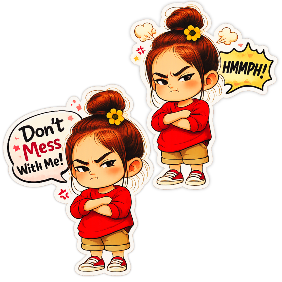 Attitude Girl Cartoon Sticker Pack – Waterproof Matte high-quality product image angle 5