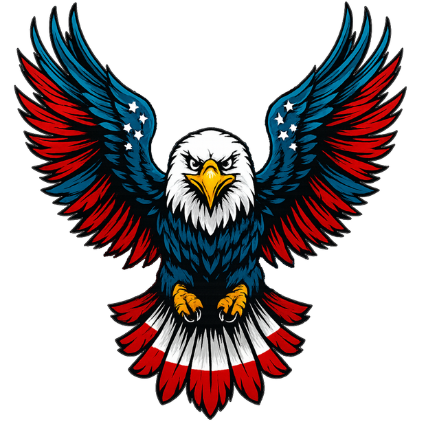 Flying Eagle Sticker | Red Blue Patriotic Wings Vinyl Decal premium product image view 1