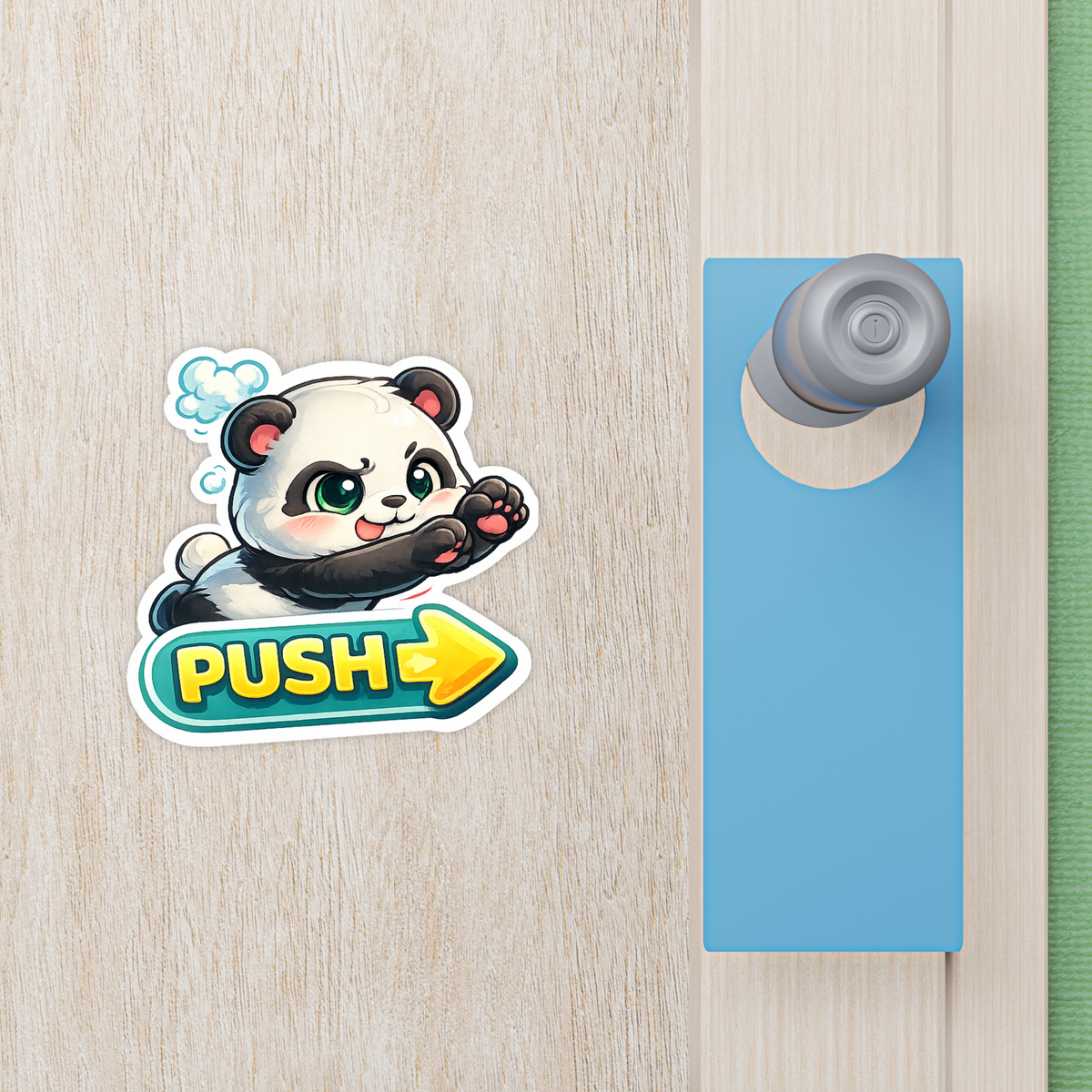 Cute Push Pull Direction Sticker Set Waterproof Matte Door Stickers Pack Of 2 Copy premium product image view 5