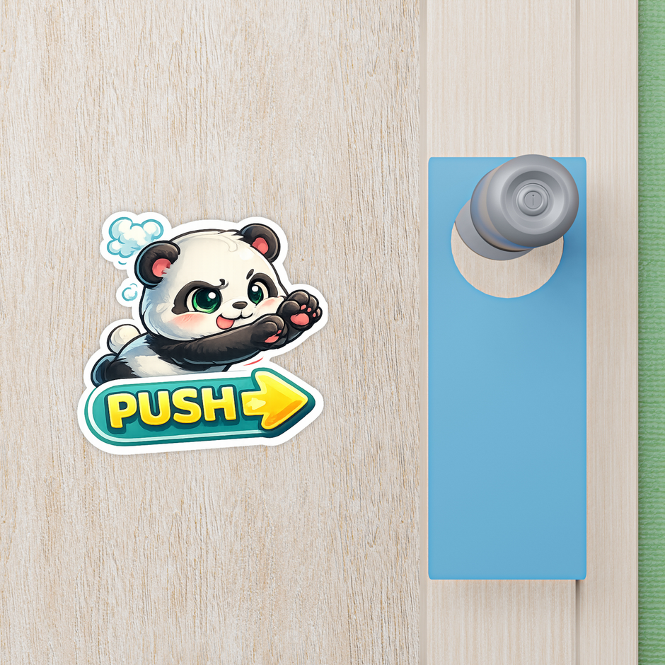 Cute Push Pull Direction Sticker Set Waterproof Matte Door Stickers Pack Of 2 Copy premium product image view 5