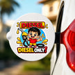 STIXY Diesel Only Cartoon Boy Sticker Applied Near Car Fuel Filler Door for Diesel Cars SUVs and Pickup Trucks