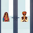 Rajasthani Couple Waterproof Matte Vinyl Stickers Applied on Glass Door by STIXY