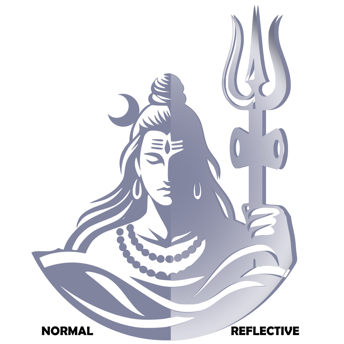 Mahadev Trishul Wall Frame Calm Shiva Energy In Reflective Vinyl premium sticker image view 3