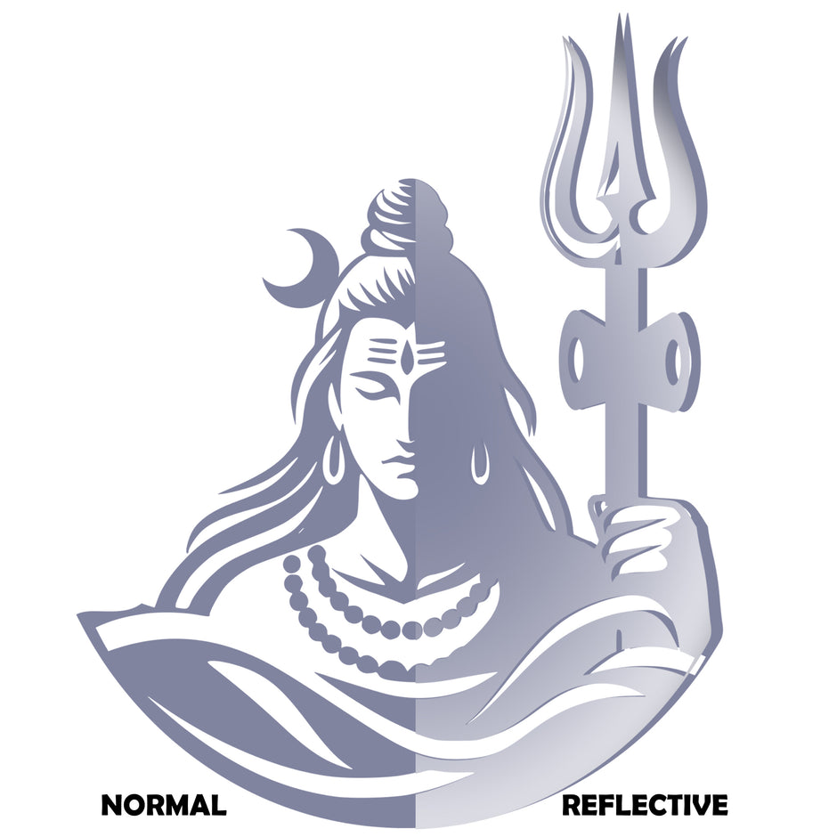 Mahadev Trishul Wall Frame Calm Shiva Energy In Reflective Vinyl premium sticker image view 3