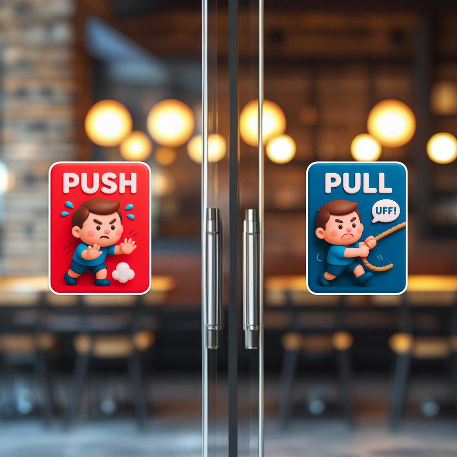 Push Pull Baby Door Sticker Set Of 2 Waterproof Matte Vinyl Stixy Copy high-quality product image angle 1