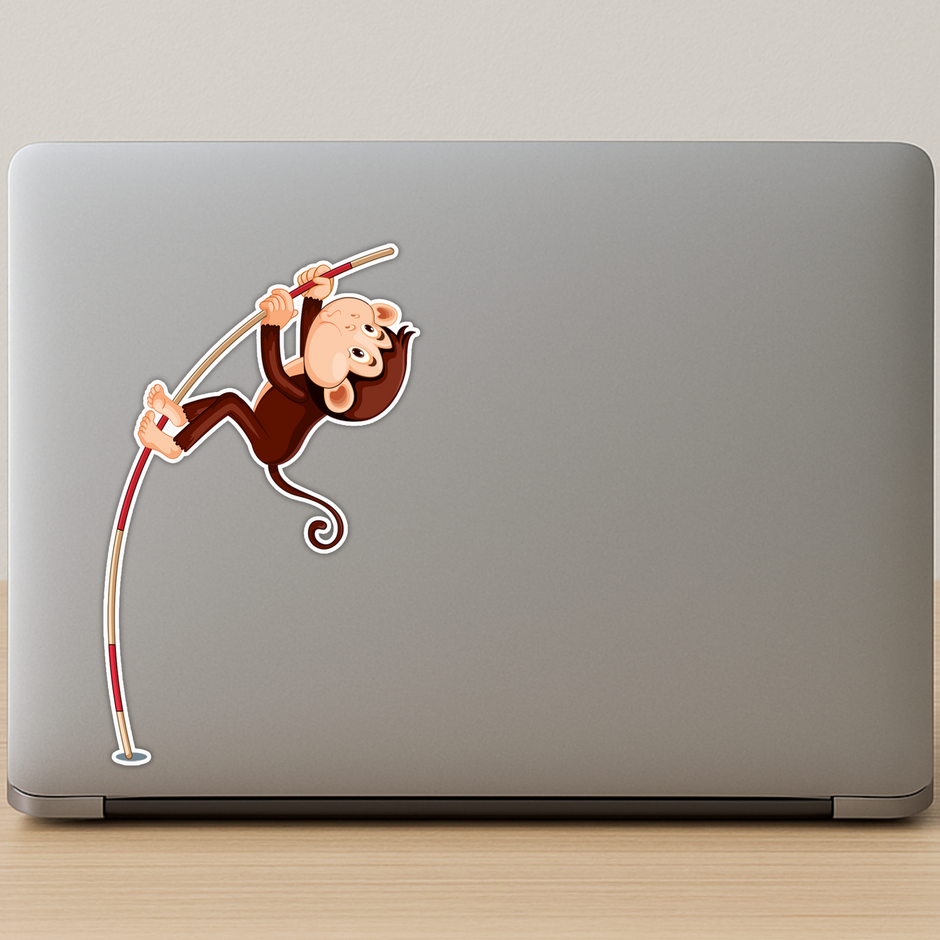 Set Of 2 Pole Climbing Monkey Stickers Water Resistant Vinyl Cute Cartoon Jungle Design premium vinyl sticker product image 4