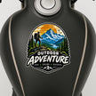Outdoor Adventure Hiking Sticker on Black Water Bottle for Trekkers Campers and Mountain Lovers