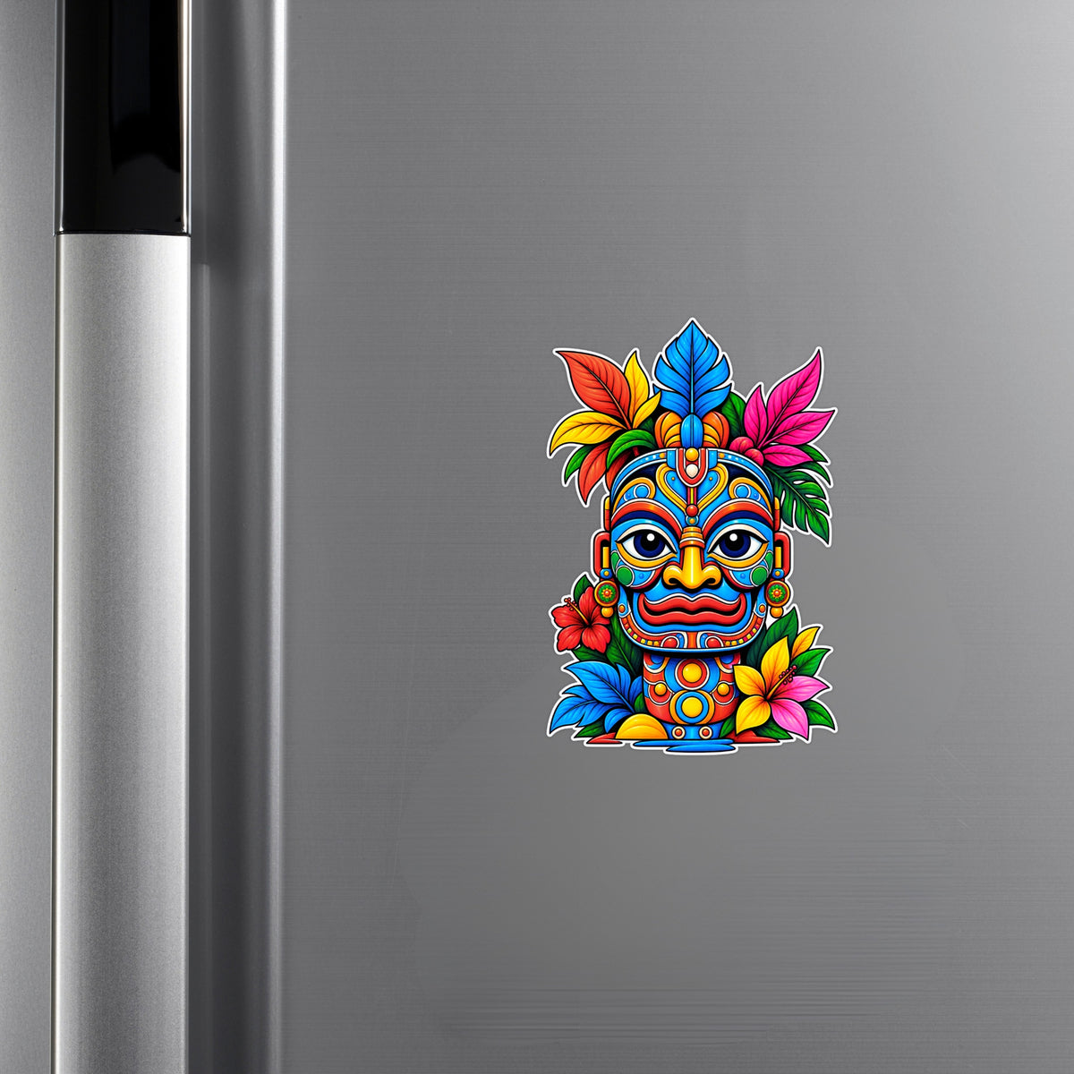 Tribal Mask Floral Waterproof Matte Vinyl Sticker Applied on Cupboard by STIXY