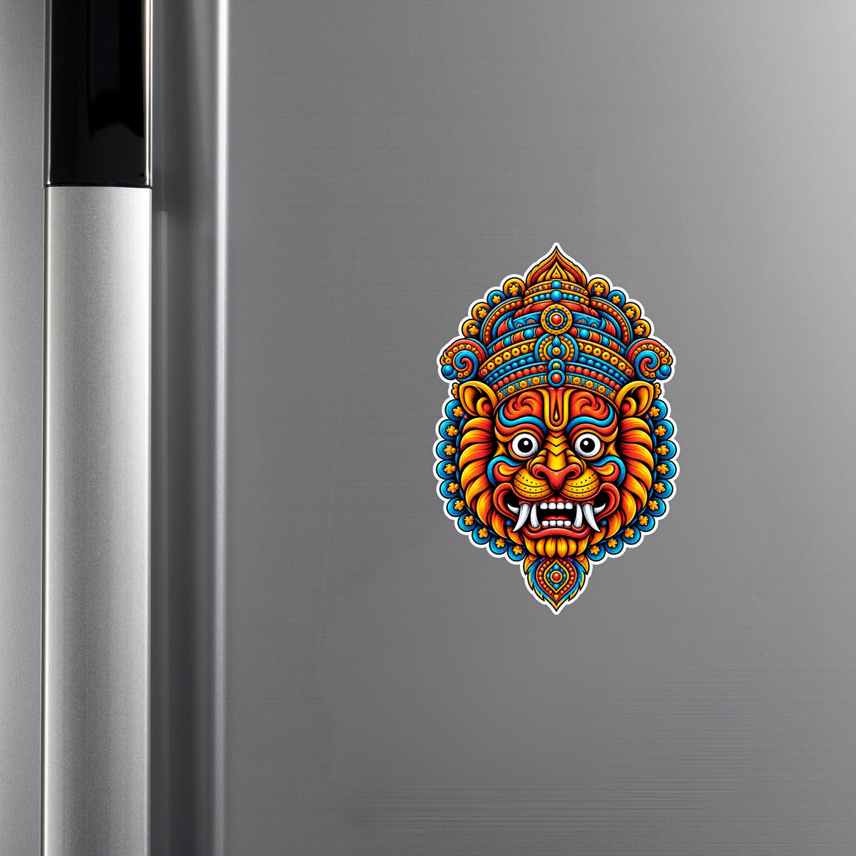 Colorful Indian Guardian Face Waterproof Matte Vinyl Sticker Applied on Cupboard by STIXY