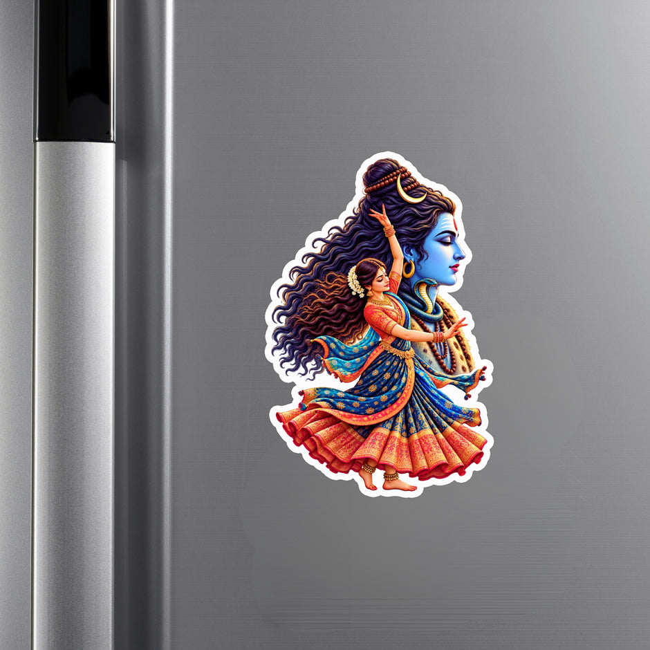 Lord Shiva and Classical Dancer Waterproof Matte Vinyl Sticker Applied on Cupboard by STIXY
