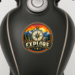 Explore Adventure Compass Sticker on Black Travel Water Bottle