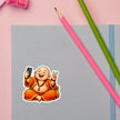 Funny Laughing Buddha Sticker Set Displayed on Study Desk by STIXY