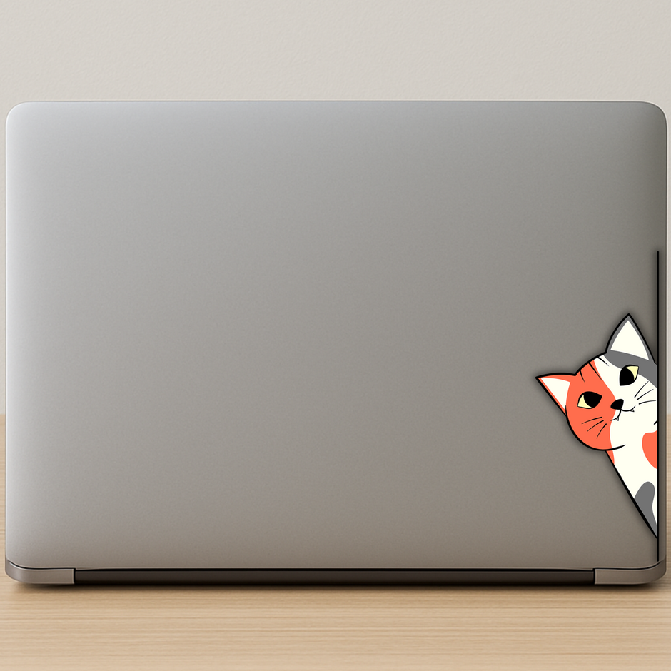 Cute Peeking Cats Laptop Sticker Set Pack Of 2 Waterproof Vinyl Edge Decals For Laptops Tablets Copy premium sticker product image 3