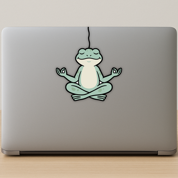 Meditating Frog Sticker – Calm Yoga Frog Design | Water-Resistant Vinyl premium vinyl sticker product image 1