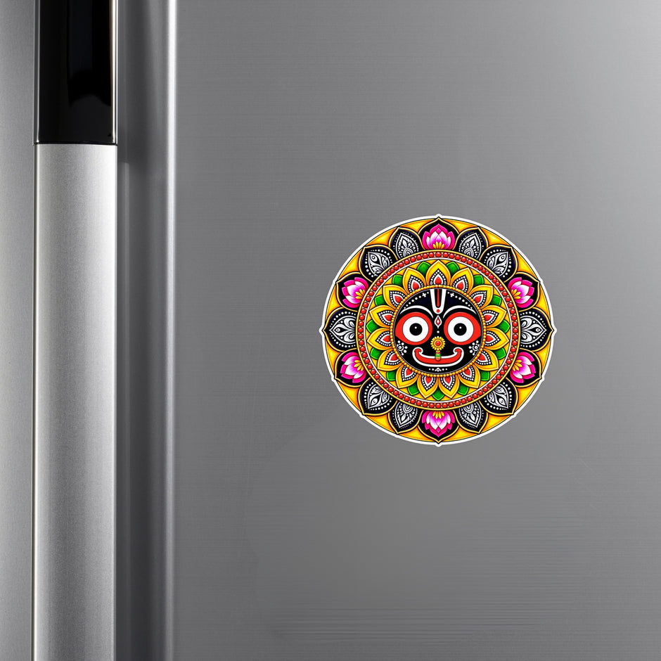 Colorful Lord Jagannath Mandala Waterproof Matte Sticker Applied on Cupboard by STIXY