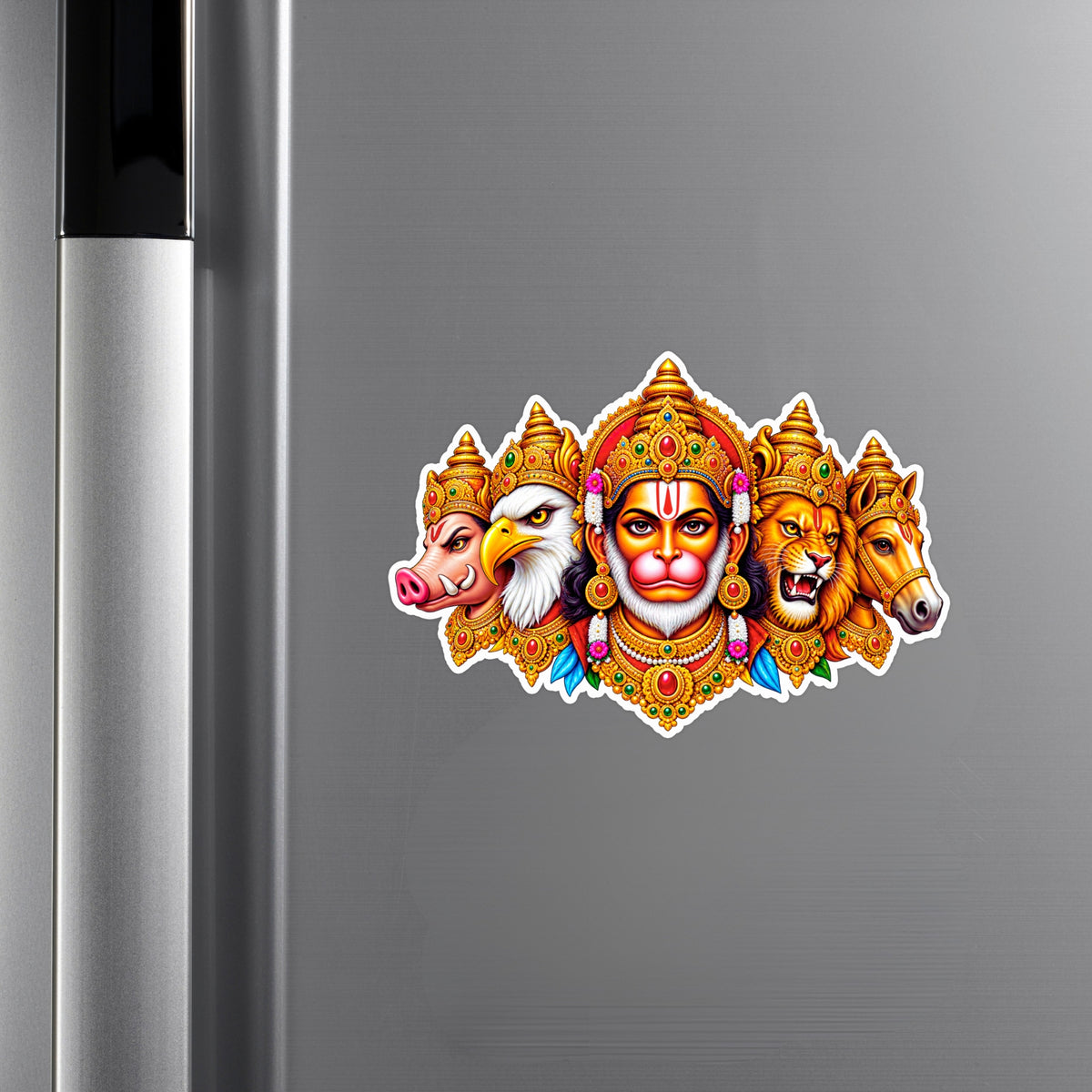 Panchmukhi Hanuman Waterproof Matte Vinyl Sticker Applied on Cupboard by STIXY