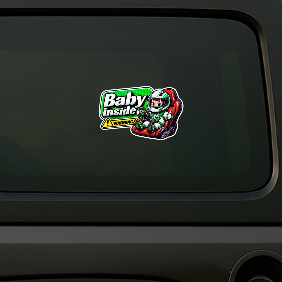 Baby Inside Warning Waterproof Car Safety Sticker Applied on Vehicle Rear Glass by STIXY