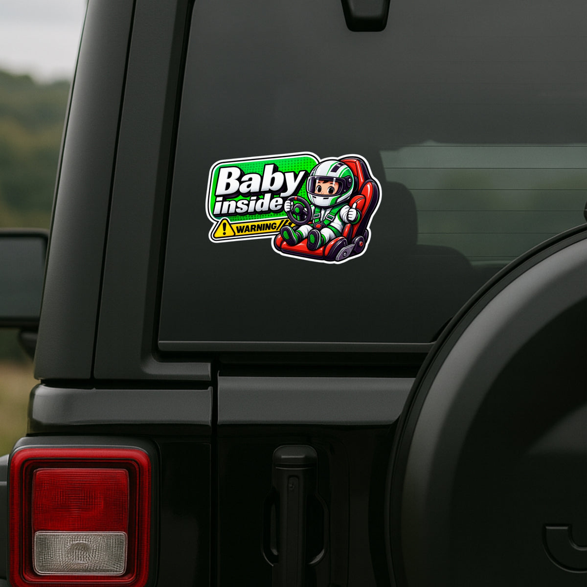 Baby Inside Warning Waterproof Matte Vinyl Safety Sticker Applied on SUV by STIXY