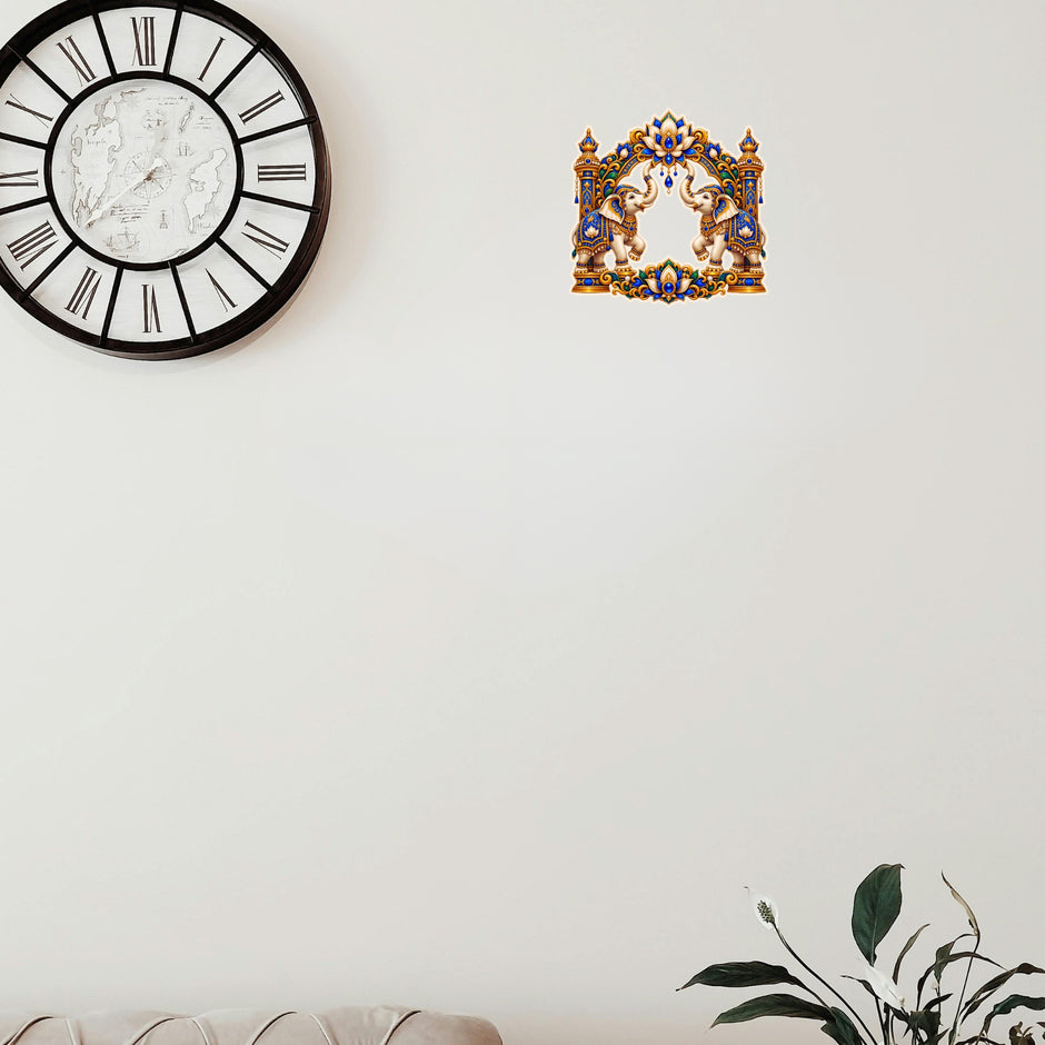 White Elephant Lotus Prosperity Positive Energy Home Decor Sticker Applied on Wall by STIXY