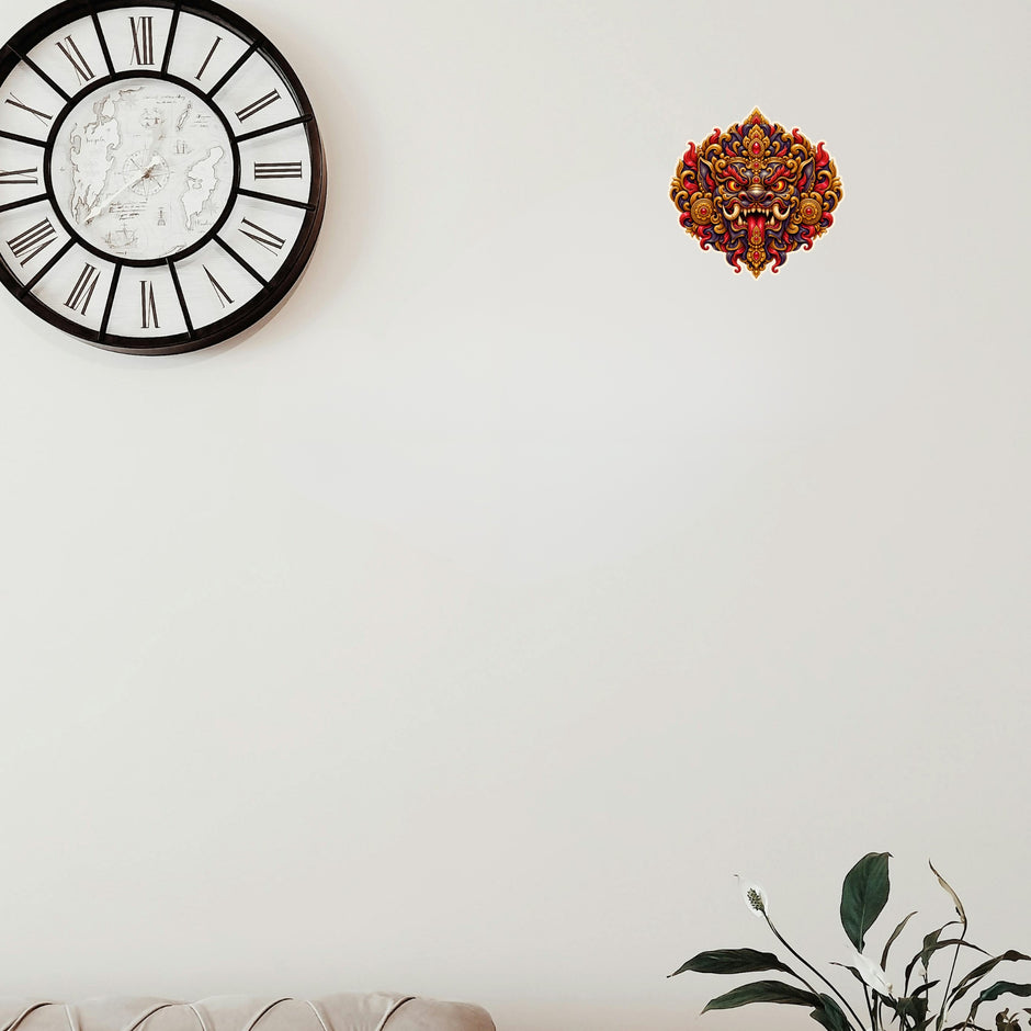 Traditional Kirtimukha Guardian Nazar Protection Home Decor Sticker Applied on Wall by STIXY