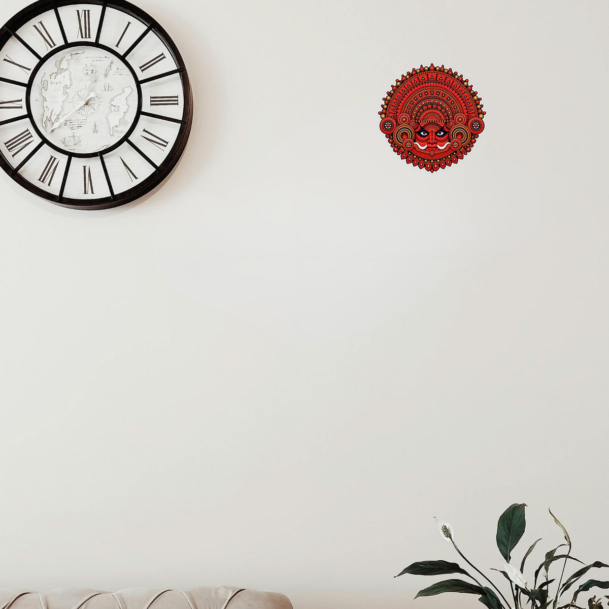 Traditional Theyyam Face Decorative Mandala Sticker Applied on Wall by STIXY