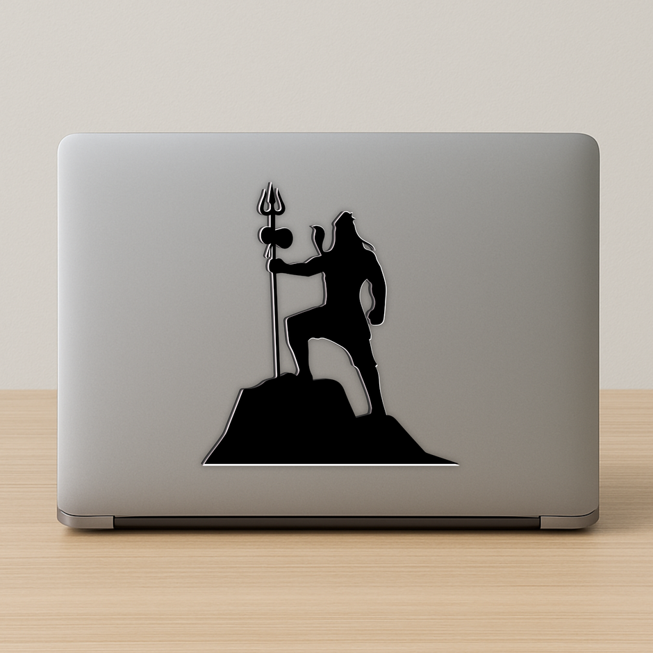 Lord Shiva On Mountain Silhouette Waterproof Sticker Mahadev Trishul Design premium vinyl sticker product image 4