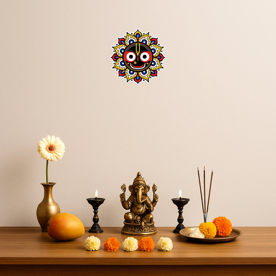 Lord Jagannath Mandala Sticker | Sacred Waterproof Matte Vinyl | 18 × 18 cm – STIXY
