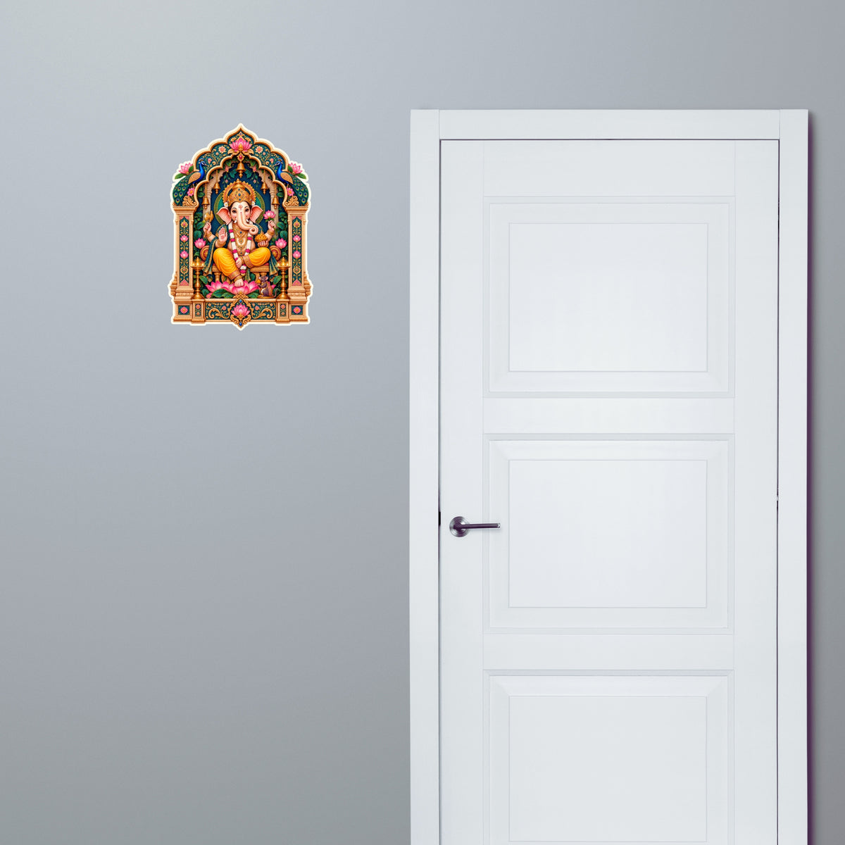 Lord Ganesha Jharokha Sticker Applied Near Door for Indian Home Entrance Decor by STIXY