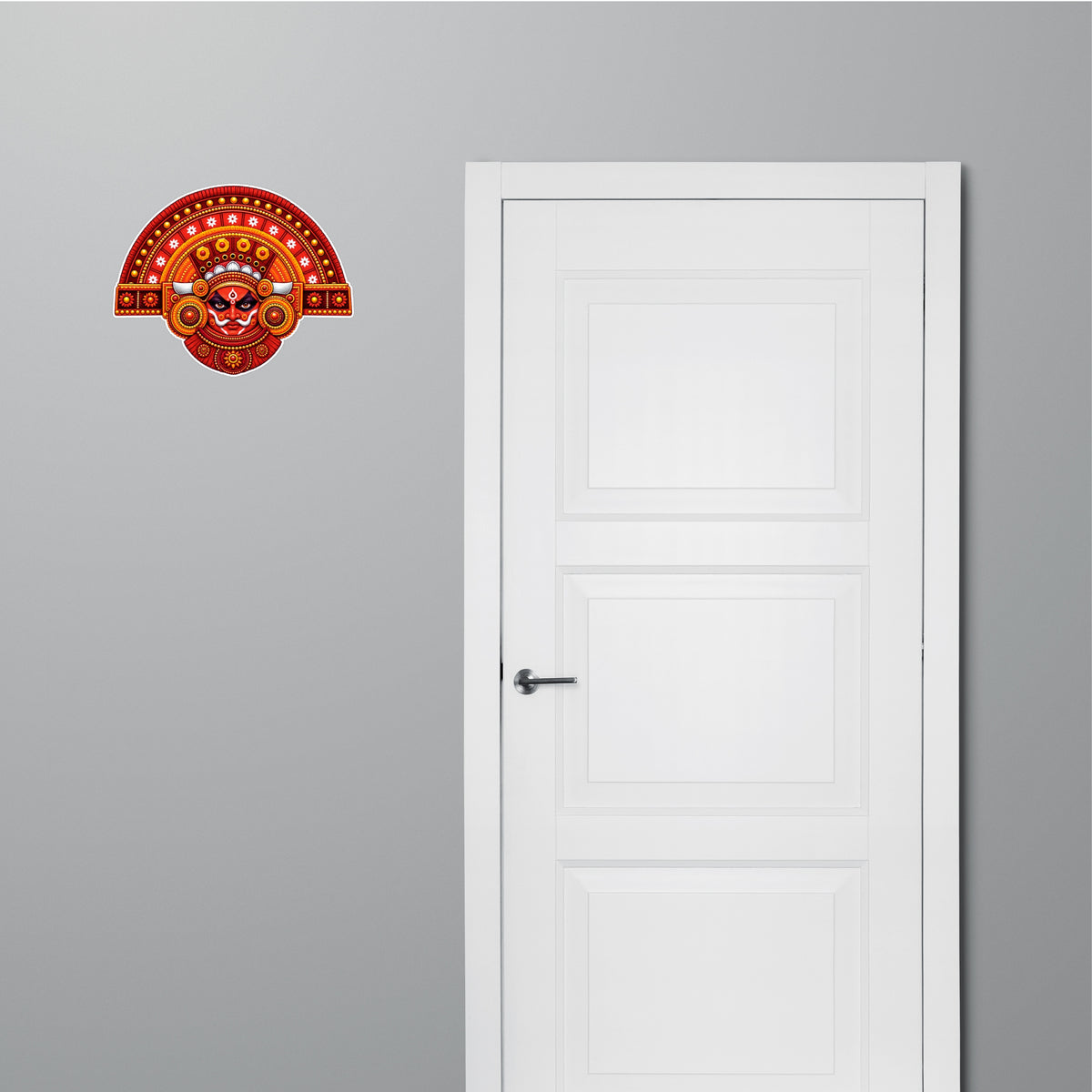 Traditional Kerala Theyyam Face Decorative Sticker Applied on Door by STIXY