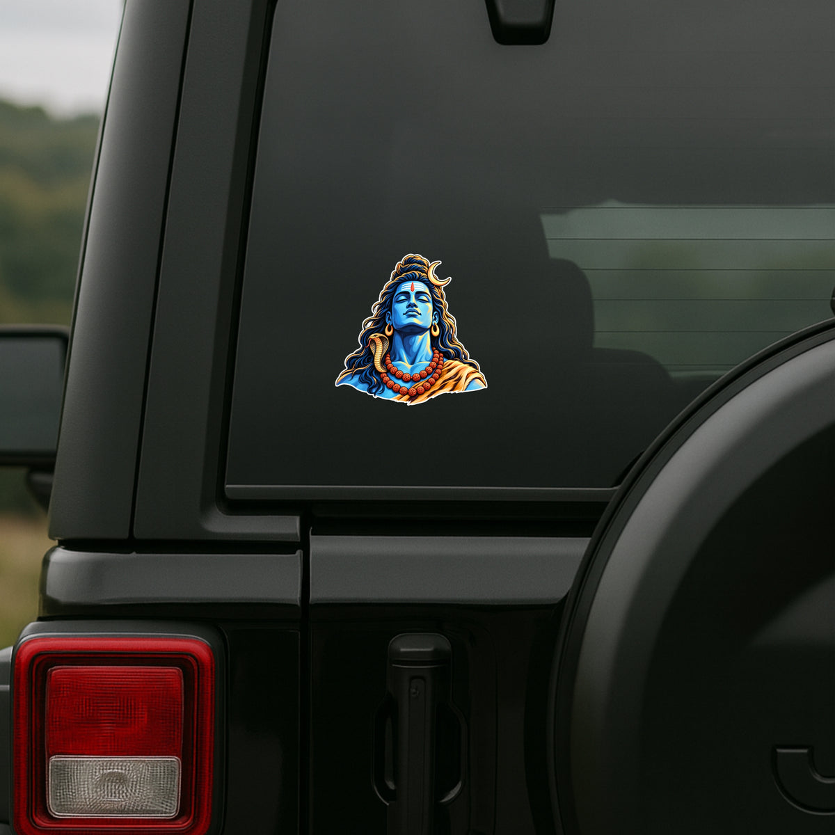 Lord Shiva Adiyogi Meditation Sticker Displayed on SUV Side Window by STIXY