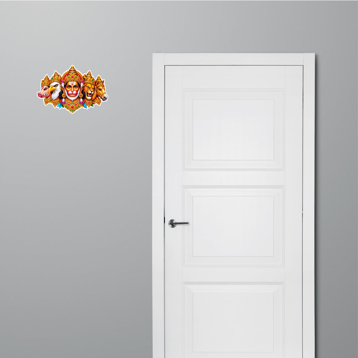 Panchmukhi Hanuman Sticker Applied on Door for Devotional Home Entrance Decor by STIXY