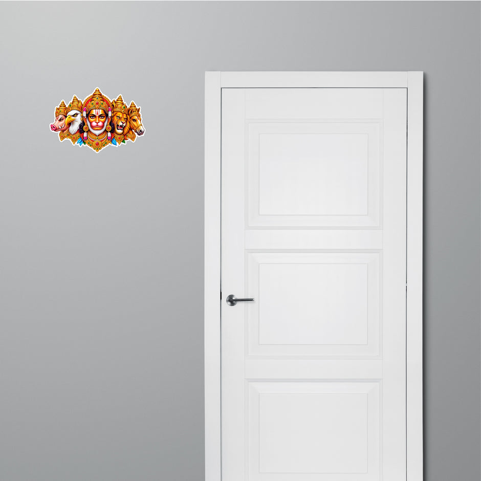 Panchmukhi Hanuman Sticker Applied on Door for Devotional Home Entrance Decor by STIXY