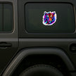 Vibrant Neon Tiger Face Waterproof Matte Sticker Applied on SUV by STIXY