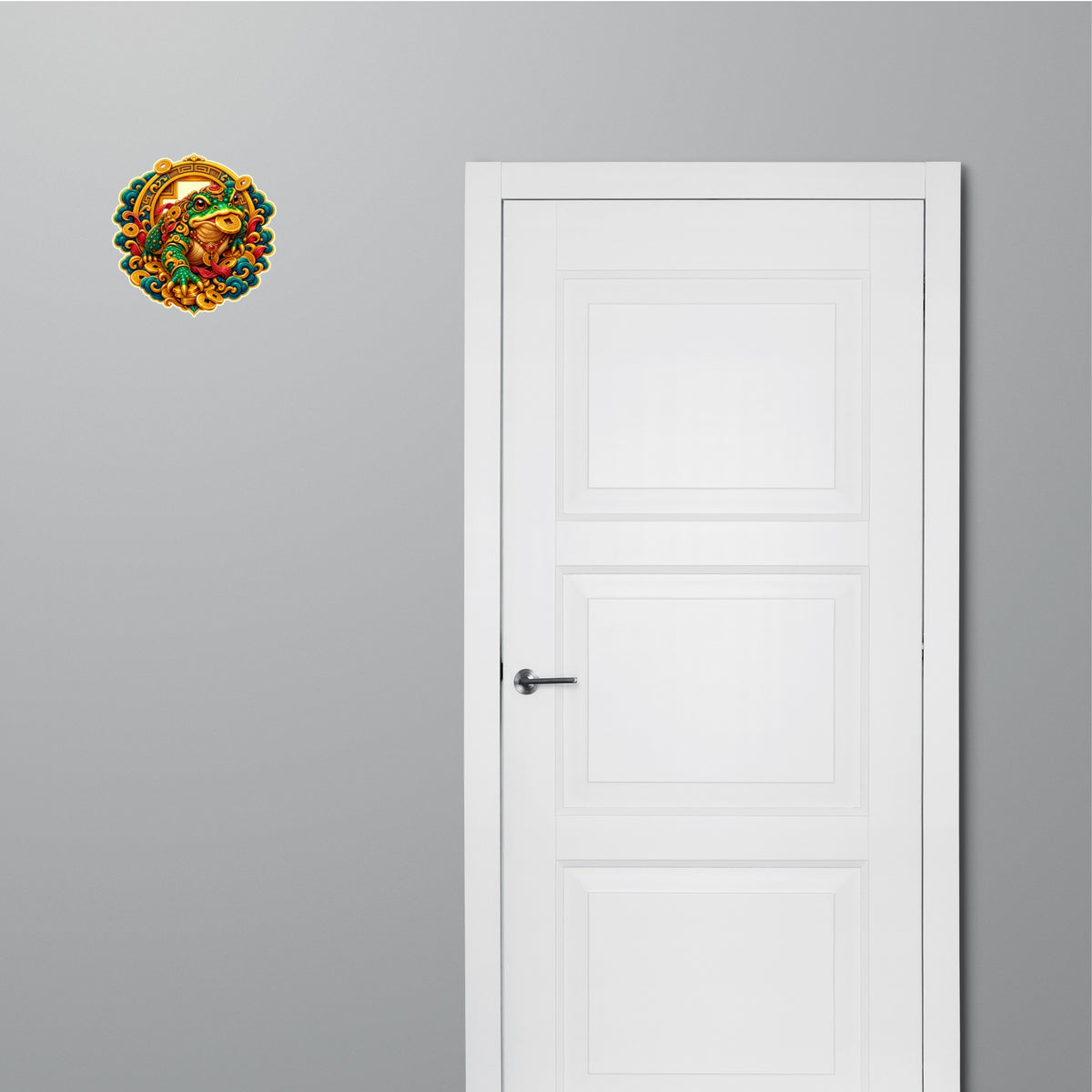 Fortune Frog Feng Shui Waterproof Matte Vinyl Decorative Sticker Applied Near Door by STIXY