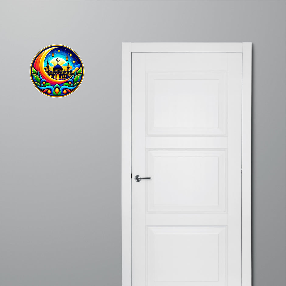 Islamic Mosque Crescent Moon Spiritual Decorative Sticker Applied on Door by STIXY