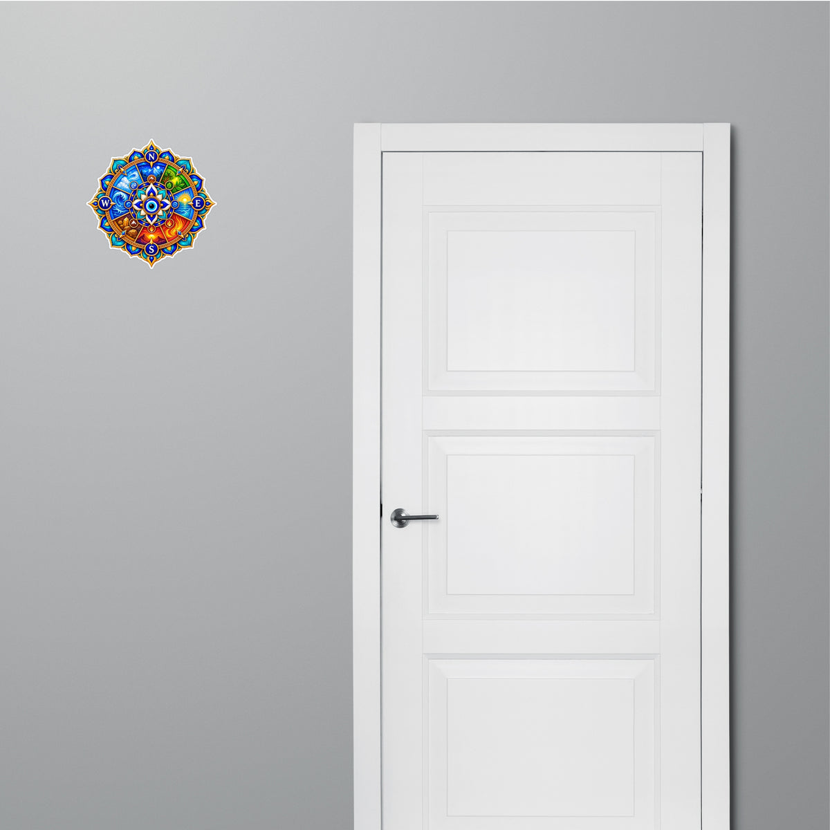 Five Element Vastu Direction Wheel Waterproof Matte Vinyl Sticker Applied Near Door by STIXY