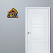 Radha Krishna Village Hut Spiritual Sticker Applied Near Door for Traditional Home Decor by STIXY