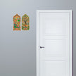 Peacock and Deer Tree Folk Art Jharokha Sticker Set of 2 Applied Near Door for Indian Entrance Decor by STIXY