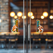 Cat Push and Dog Pull Door Stickers on Cafe Glass Entrance by STIXY