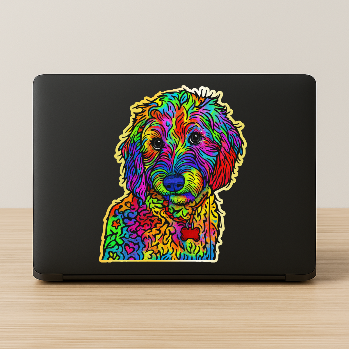 Beagle Dog Sticker Neon Art Series Copy premium product image view 3