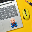 Cute Smiling Monk Waterproof Matte Vinyl Sticker Applied on Laptop by STIXY