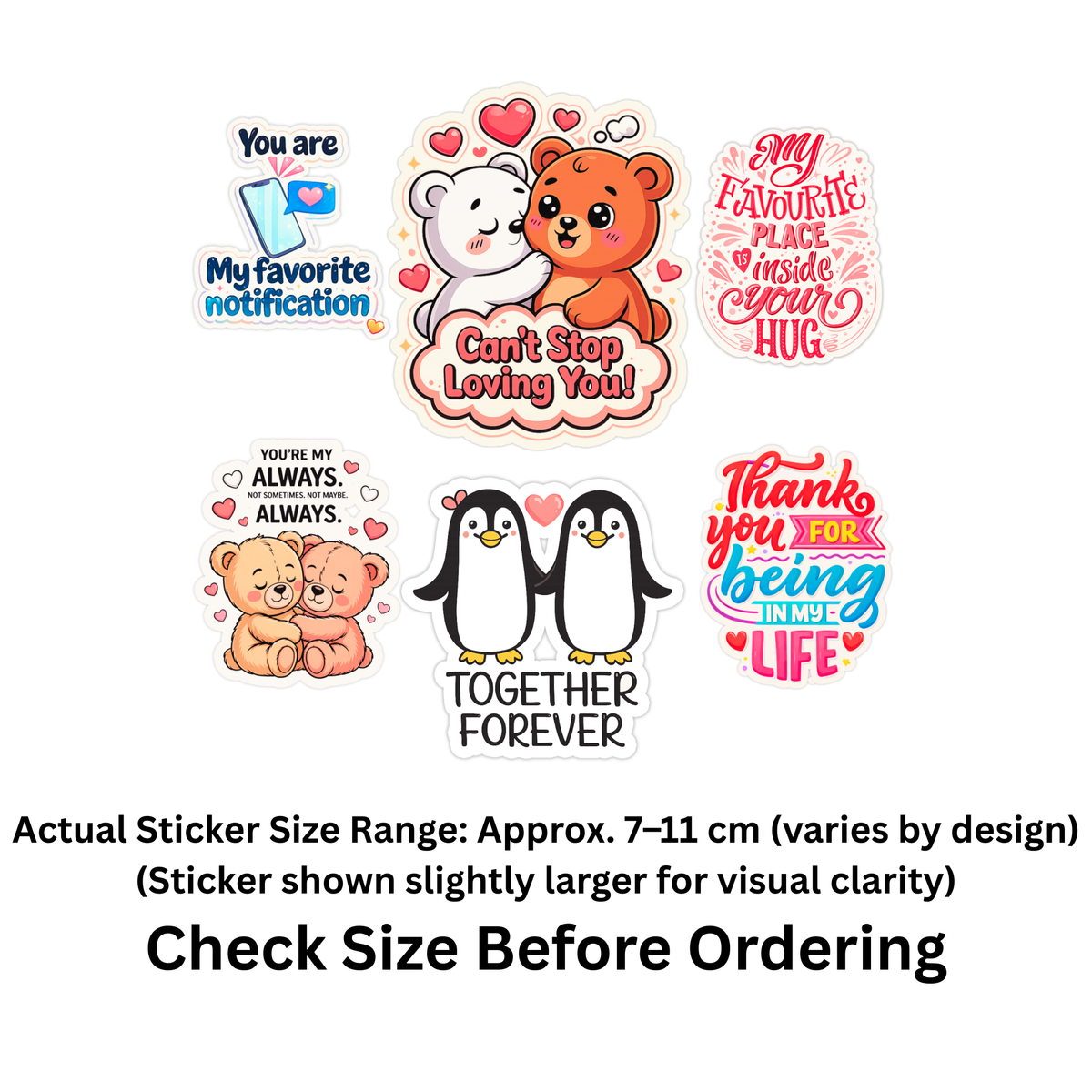 Romantic Love Sticker Set Of 3 Waterproof Matte Vinyl 7 11 Cm Copy high-quality product image angle 2
