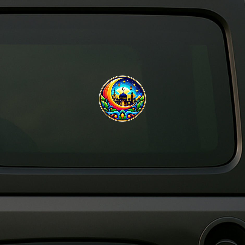 Islamic Mosque Crescent Moon Waterproof Sticker Applied on Car by STIXY